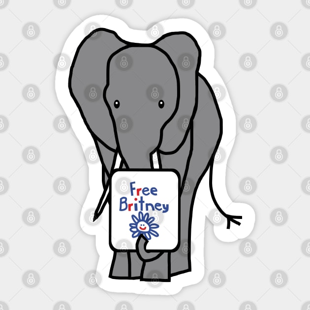 Cute Elephant with Free Britney Sign Sticker by ellenhenryart